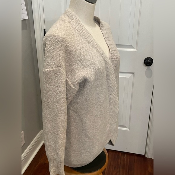 Altard state 3/4 sleeve open front thick fall cardigan cream gray off white med - Picture 2 of 8
